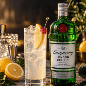 Tom Collins Cocktail with Tanqueray London Dry Gin, fresh lemon and soda water