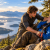 Matthew Clark rescuing an injured 75-year-old hang-glider pilot on Mount Prevost in British Columbia.